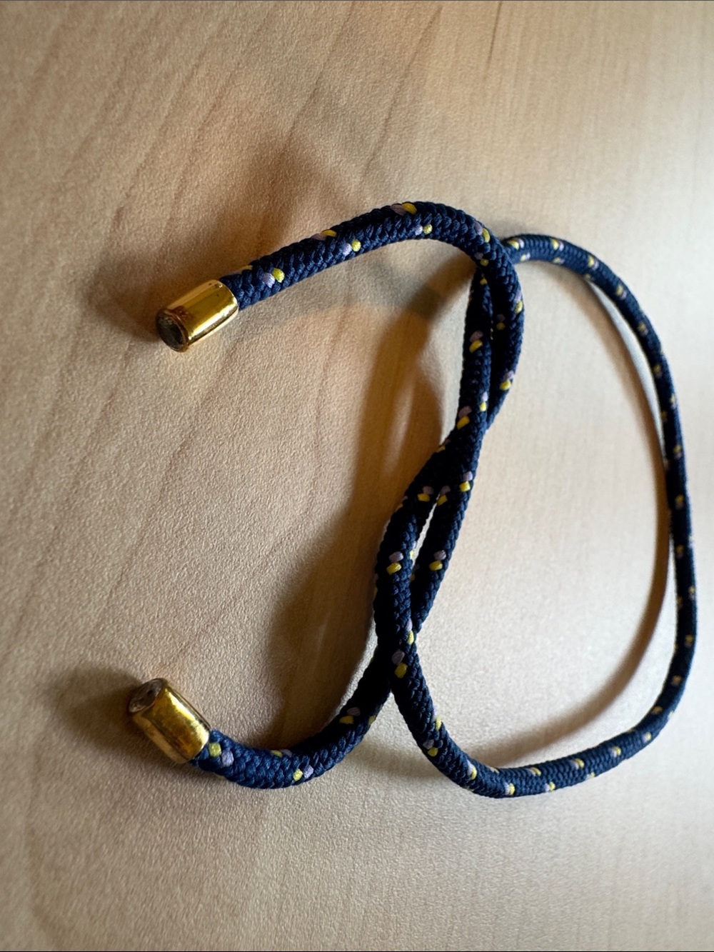 Dorsey Paracord Anklet Blue and Gold Accent with CZ at the ends - Picture 4 of 4